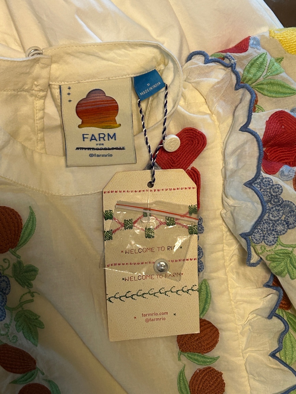 FARM Rio White Mini Dress with Red, Yellow & Green Floral Embroidery - Picture 8 of 10